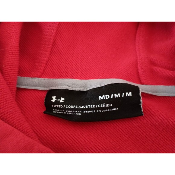 Under Armour Hoodie Sweatshirt Mens Medium Red Fleece Lined Polyester Logo Sport - Picture 2 of 8